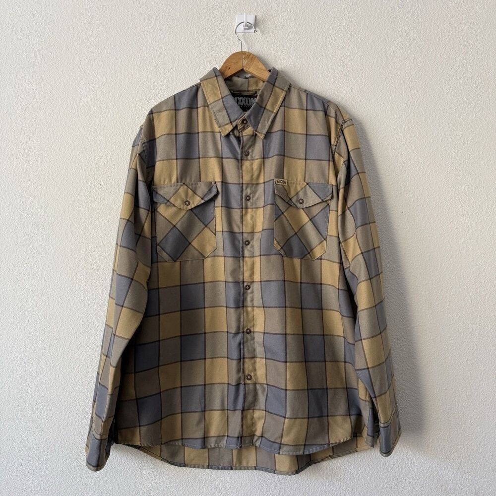 Dixxon Flannel The Carbine Shirt Men 2X Plaid Snap Button Tan Gray Black Grunge